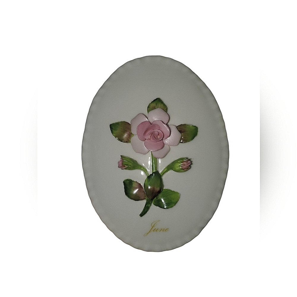 Vintage Coalport Bone China June flower wall hanging